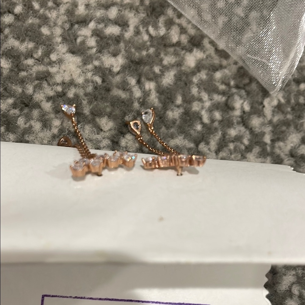CZ Rose Gold Drop Earrings - Picture 3 of 3